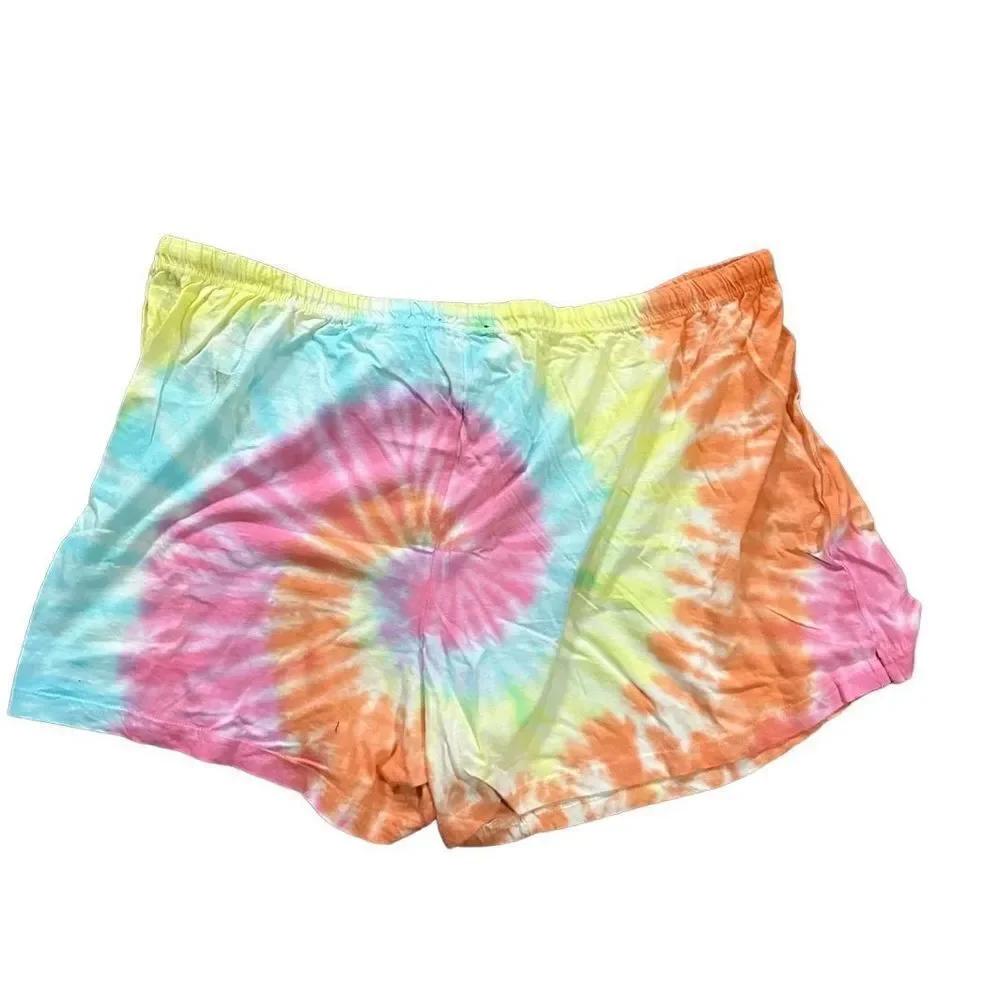 Just Love Womens Plus 2X Rainbow Tie Dye Pajama Shorts Cotton‎ Lounge 6895XX